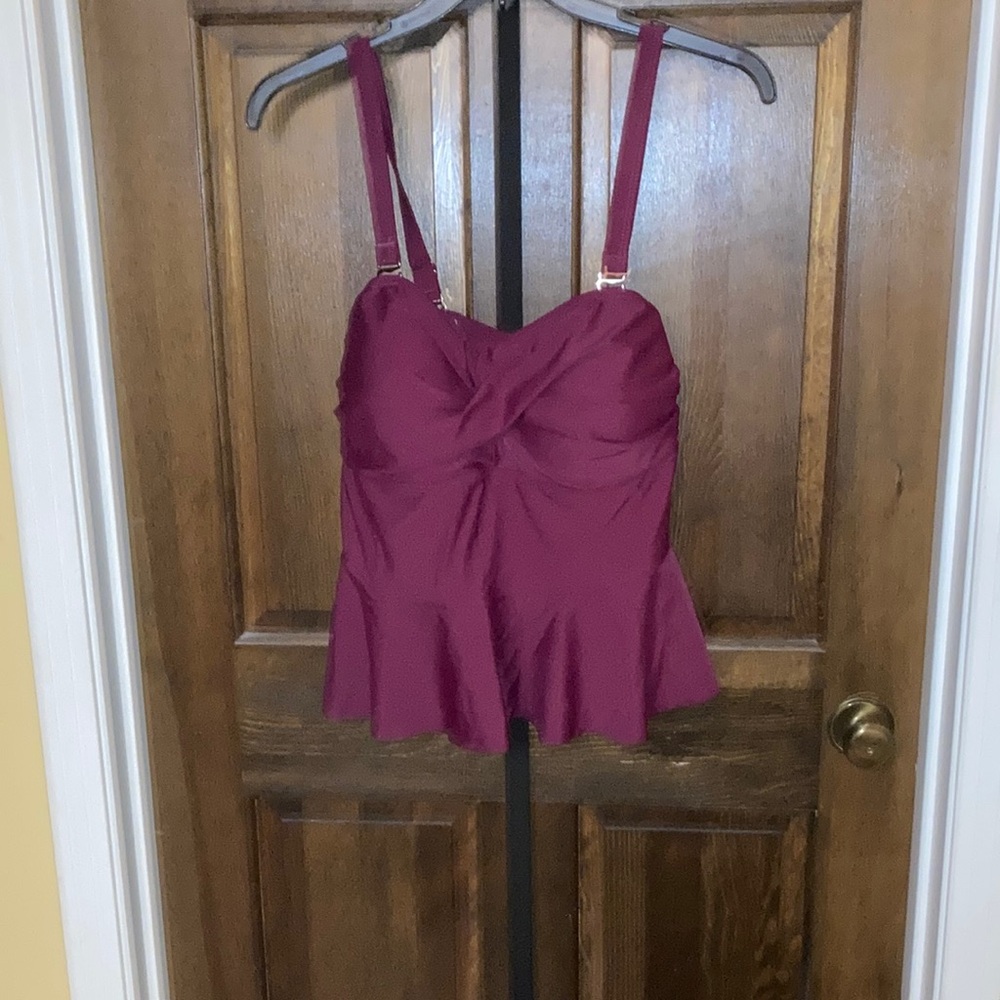 Women’s Plum/Burgundy Colored Peplum Swimsuit Top - Unbranded